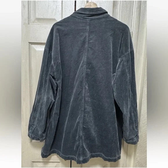 Anthropologie Pilcro Women M Washed Corduroy Blazer Boxy Oversized Slouchy Blue - Picture 3 of 13